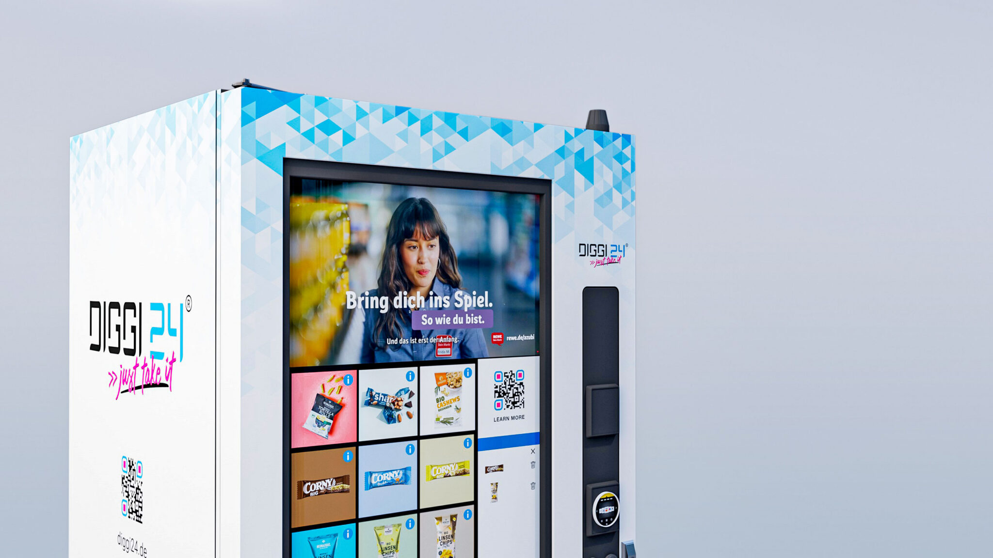 Regionale Azubi-Werbung als digitale Außenwerbung auf einem DIGGI 24 Automaten