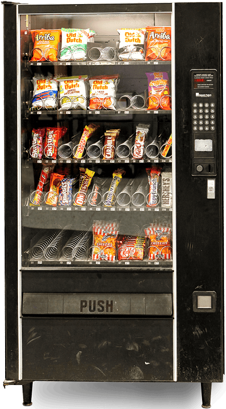 Klassischer Snackautomat mit Spiralen und Glasscheibe, ohne Full-Service