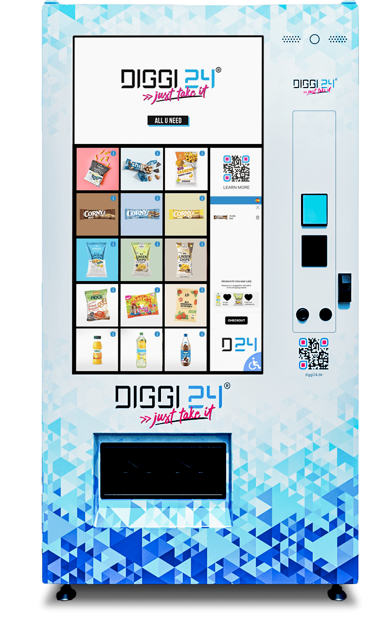DIGGI 24 Versorgungslösung: Snackautomat mit Touchscreen und Full-Service